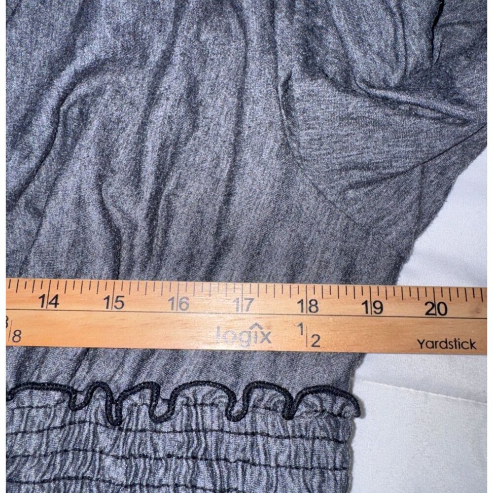Just My Size Gray Empire Waist Floral Print Knit Dress 2X 3/4 Sleeve Polyester - Picture 6 of 7
